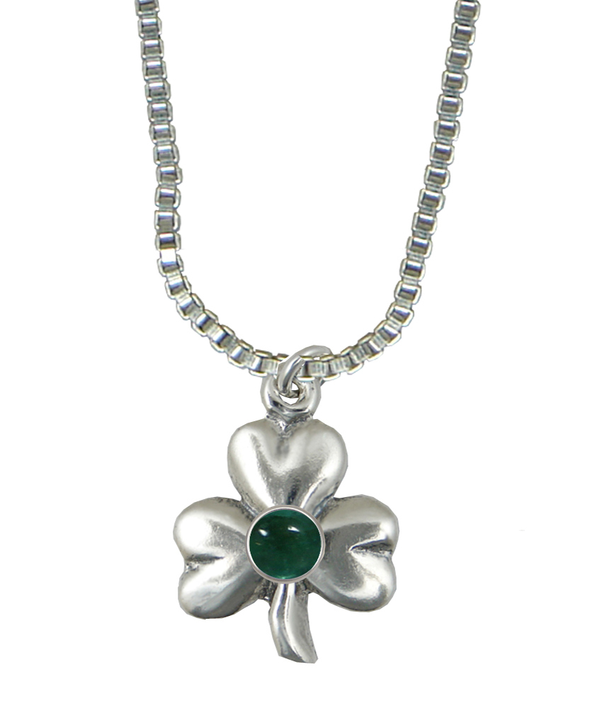 Sterling Silver Lucky Shamrock Pendant With Fluorite